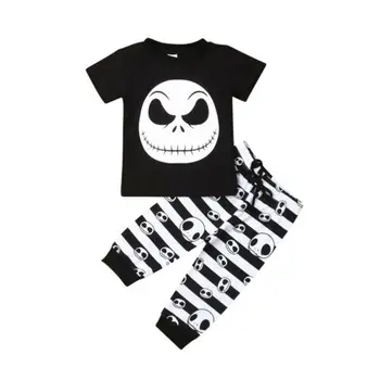 

Baby Boy Clothes Halloween Newborn Kids Baby Boy Skull Tops T-Shirt Long Pants Outfit Set Clothes 6M-3T