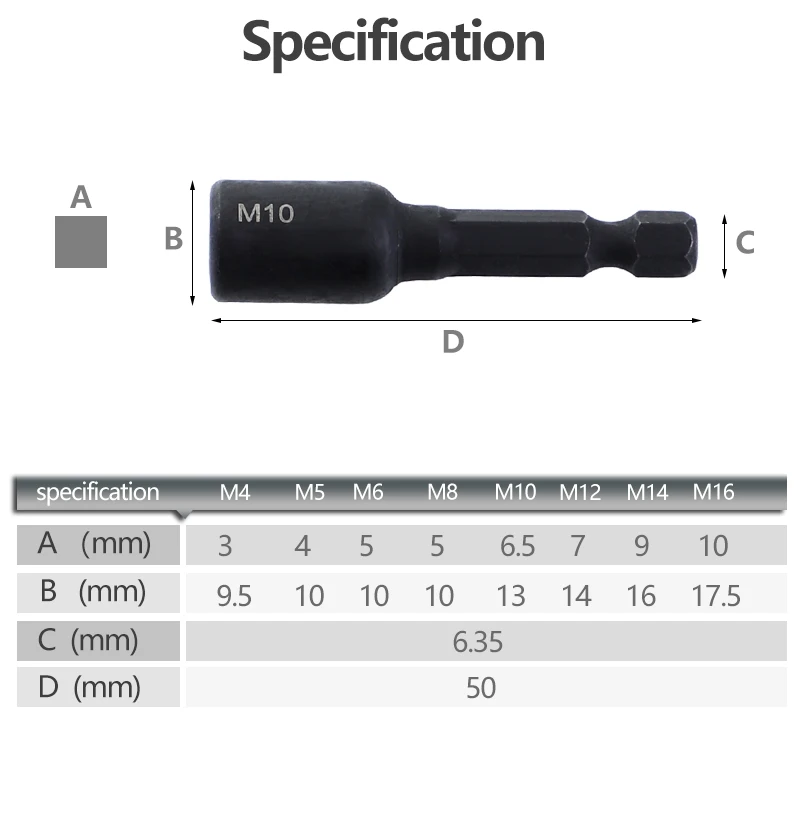Tap Socket Adapter 1/4 Hex Shank M4-M16 Square Driver Screw Tap Adapter Threading Tool Work with Machine Tap 6