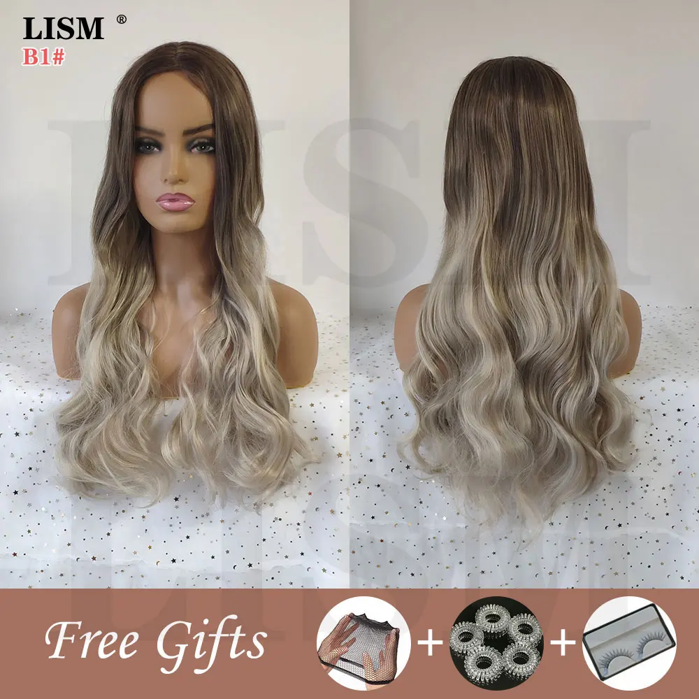 

New Fashion Wavy Women Wig Natural Wigs Heat Resistant Fiber False Hair Black/White Ladies Part Cosplay Synthetic Hairpieces