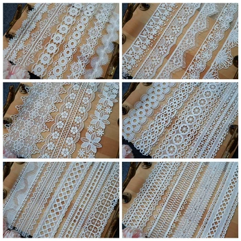 

36 Styles, 10 yards=1 lot wholesale lace trims!! High quality off white milk silk embroidery Water Soluble border lace for dress