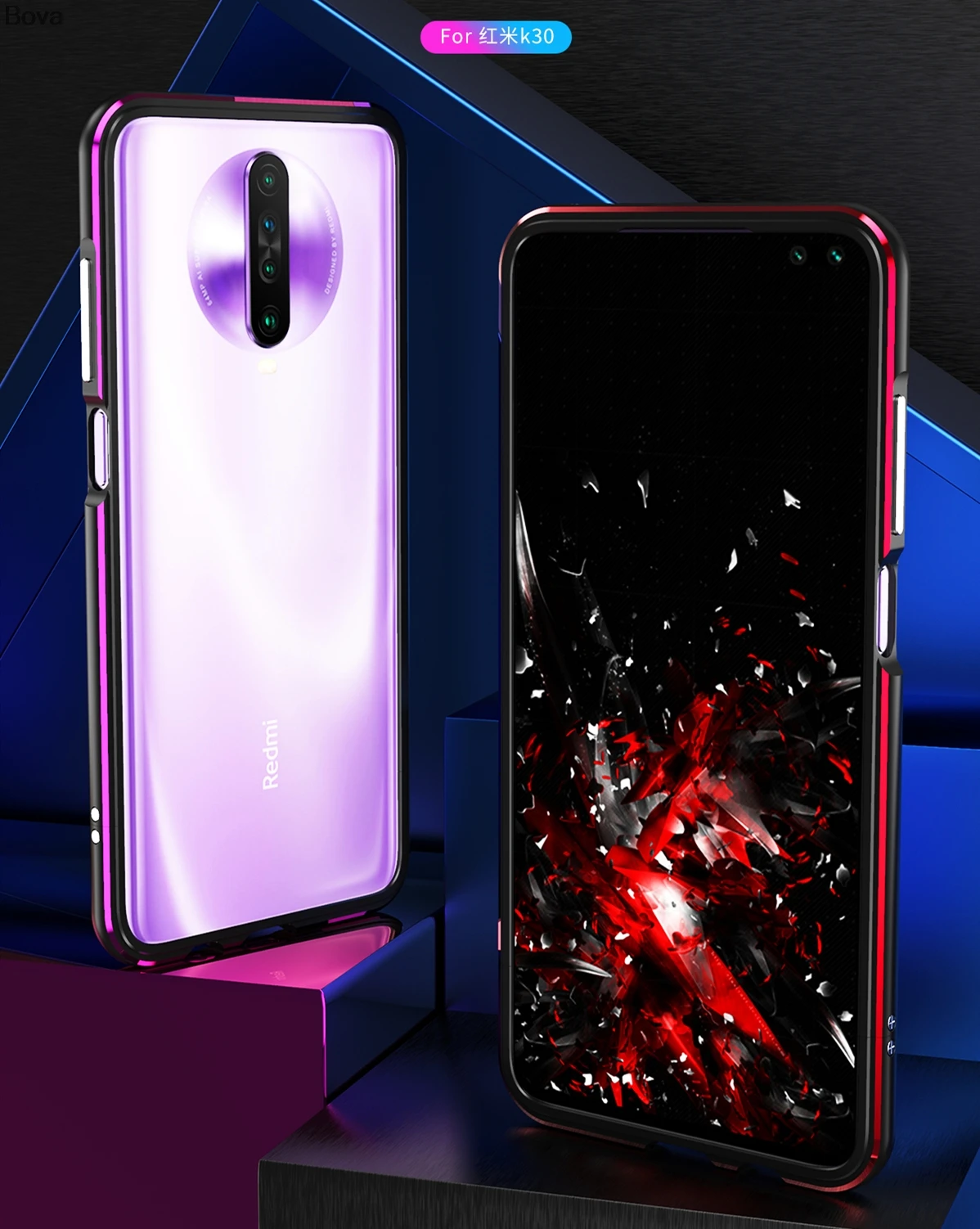 Чехол для Xiaomi redmi K30 люкс ультра тонкий алюминиевый бампер для Xiaomi redmi K30 5G+ 2 пленка(1 Фронтальная+ 1 задняя