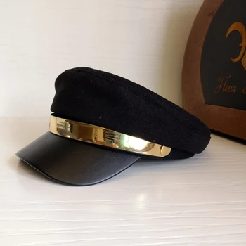 

Hat female autumn and winter retro navy hat British art fan octagonal hat outdoor beret