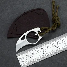

Mini Outdoor MC Pocket Karambit with Leather Sheath Cutter Portable Claw Knife Tool Camp Gadget Survive Box Package Opener Open