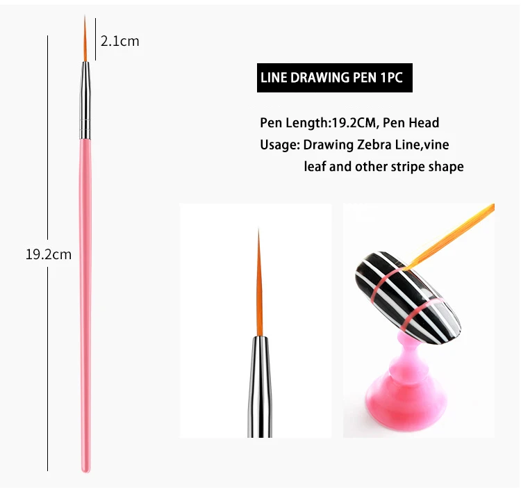 15 шт./компл. маникюрного геля линия рисования кистью нажмите с силой так нейлон лак для ногтей пера инструмент
