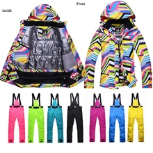 SJ-Maurie, лыжная куртка, женский лыжный костюм, водонепроницаемый, сноуборд, костюм, уличная, зимняя, теплая, походная, лыжная куртка+ штаны для девочек, зимний костюм
