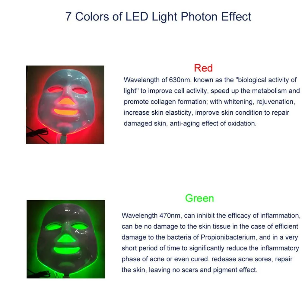 Beauty Photon светодиодный маска для лица терапия 7 цветов светильник уход за кожей омоложение морщин удаление акне уход за лицом Красота спа