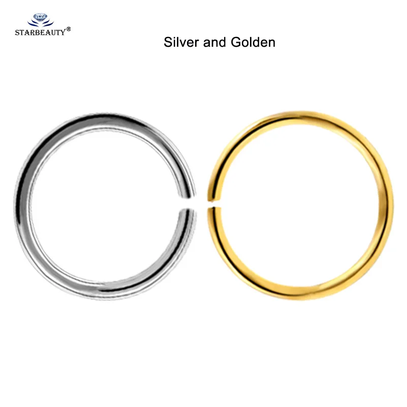 Silver and Golden 2 шт 20 г 0,8 мм Тонкий поддельный нос кольцо перегородка спираль ноздри пирсинг Лабрет губы поддельные пирсинг титана хряща поддельные серьги обруч - Окраска металла: Silver and Golden