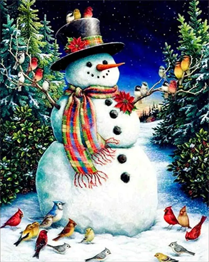 Christmas snowman DIY Кристалл полный дрель бриллиантовый рисунок Рождество Снеговик, лось, Санта-Кот крестиком Набор Мозаика круглые бусины подарок для детей - Цвет: Christmas snowman