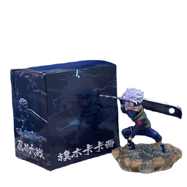 Naruto Anime Figure Uzumaki Naruto Uchiha Sasuke Kakashi Combat Collectible GK Model PVC Doll Action Figure Kids Toys Gift 8cm Kakashi-with box