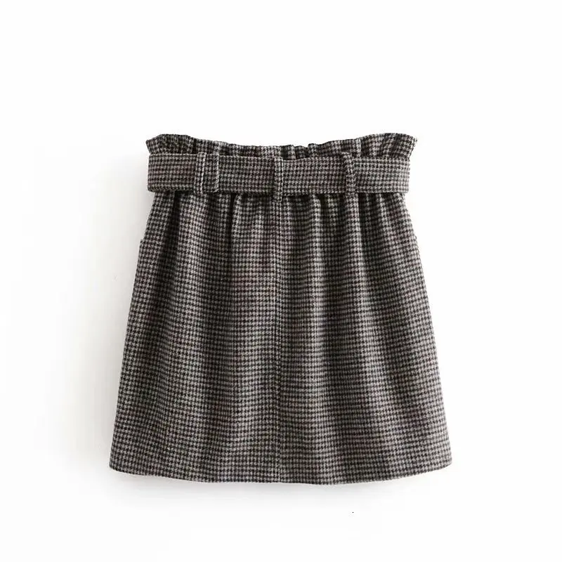 Клетчатая юбка зимняя женская шерстяная юбка с высокой талией винтажная уличная мини saia faldas
