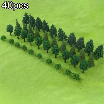 

40 PCS Plastic Model Trees Plastic Plants For Train Layout Garden Scene Scenery Landscape Decor