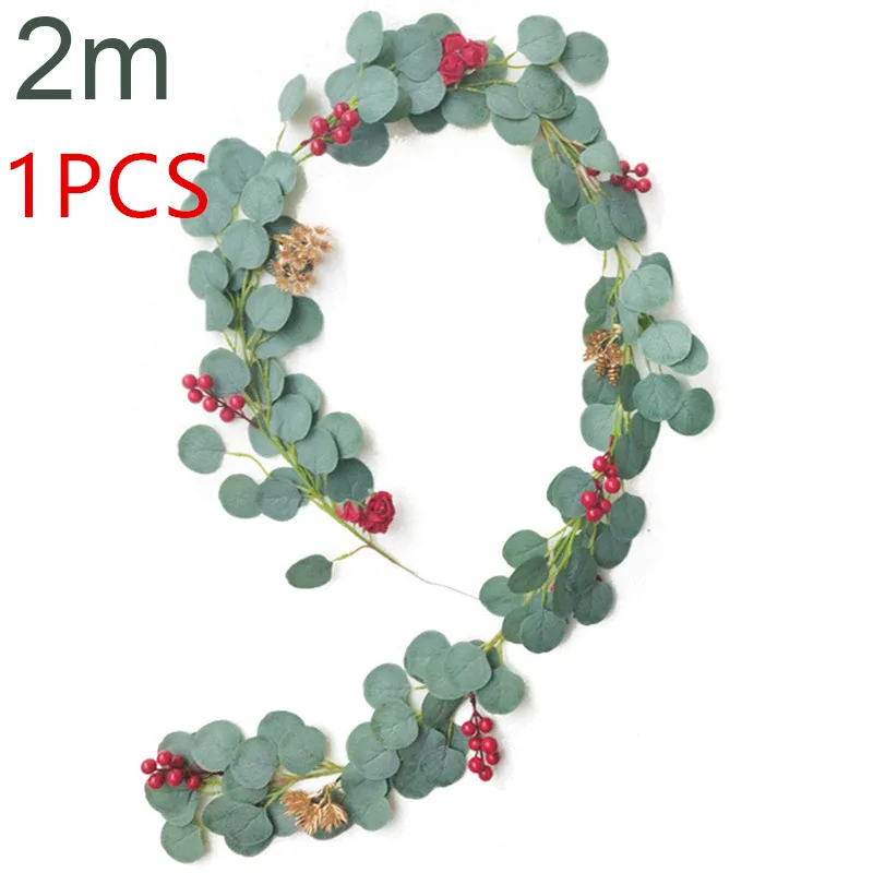 J 1PCS 2.0M Искусственные листья эвкалипта растения цветок поддельные Висячие вешалки лоза ротанга домашний магазин сад стены Свадебная вечеринка украшения - Цвет: J 1PCS 2.0M