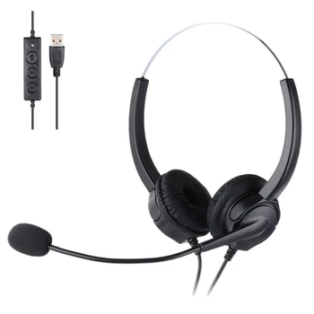 

MOOL Mute Function Call Center USB Headset Noise Cancelling USB Call Center Headphone with Microphone for Skype Computer