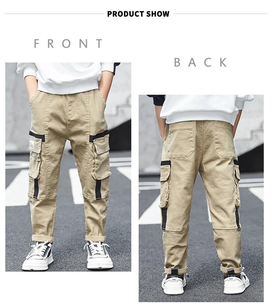 Boys Pants Striped Cargo Pants For Boys Casual Full Length Boy Trousers Kids Spring Autumn Fashion Clothes For Teenagers Boys