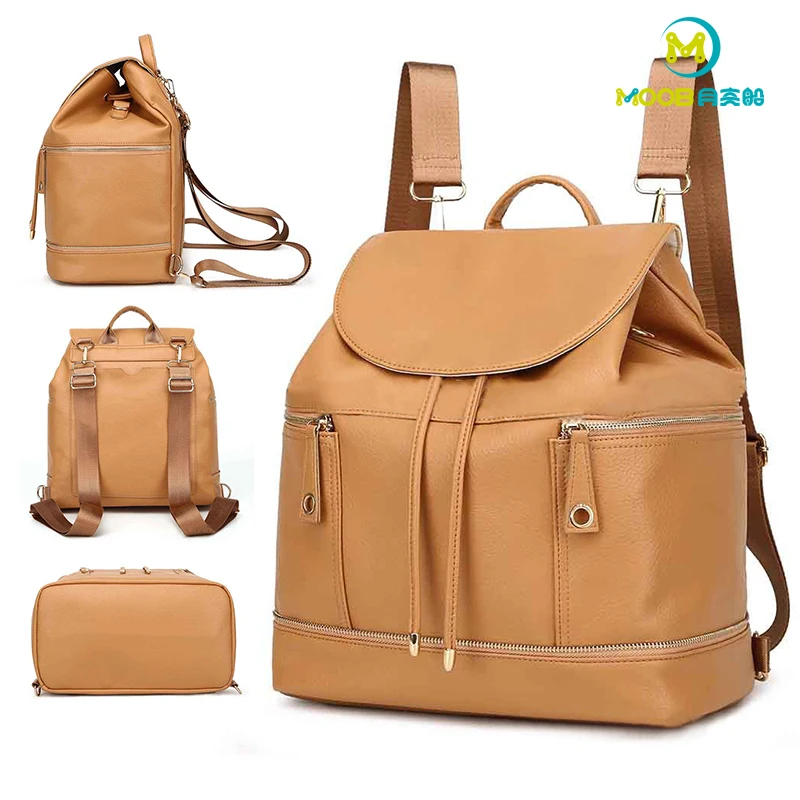 

Baby Diaper Bags PU Large Capacity Waterproof Backpack Mommy Baby Bags for Mom Changing Maternity Nappy Bag for Stroller MOOB