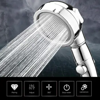 

Portable Universal Bathroom Hand Held High Pressure Shower Head Pressurized 360° 3 In 1 Adjustable Shower Hand Shower Head