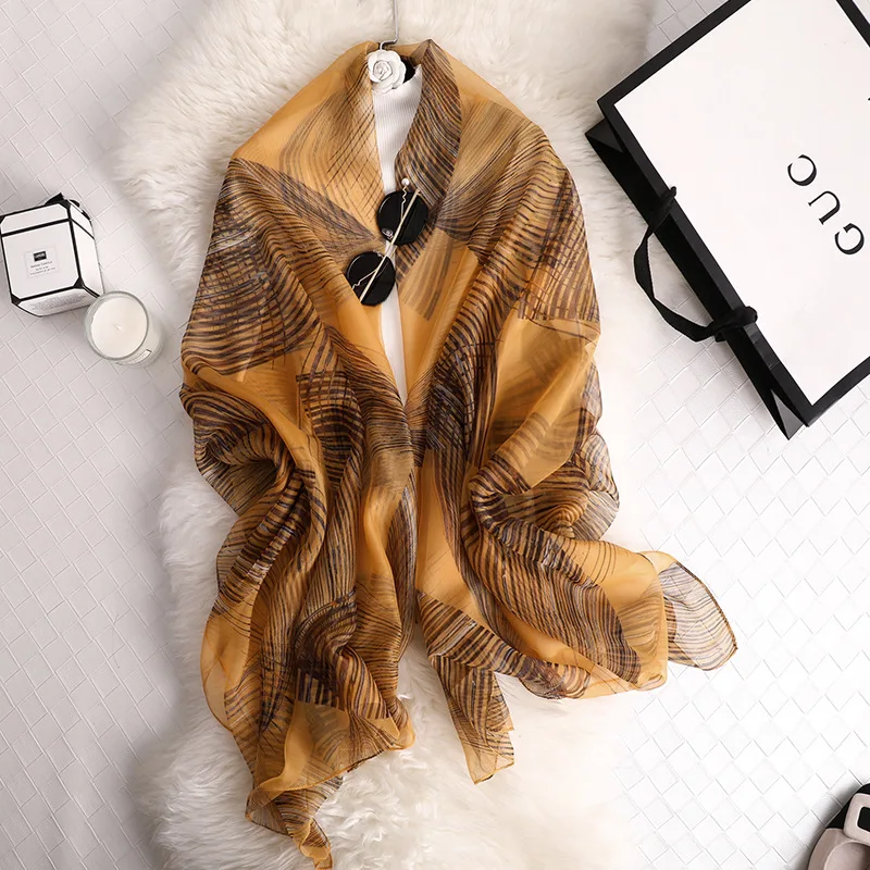 Летний шарф для женщин Модный Шелковый шарф с принтом дамские пашмины шали и обертывания дизайнерский бренд хиджабы платок женский - Цвет: 65