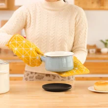 Хлопок белье кухонные перчатки и коврик жаропрочная печь рукавица барбекю печь перчатки для готовки рукавица для Гриль-барбекю выпечки перчатки