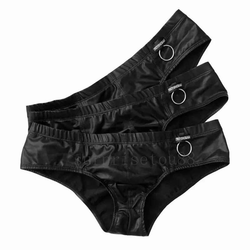 YUFEIDA 3 шт сексуальное мужское нижнее белье из искусственной кожи трусы с