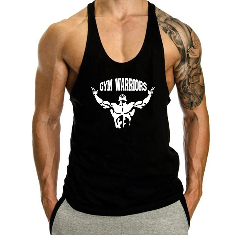 Mens Tank Top Gym Stringer Singlets Fitness Clothing Workout Cotton Sleeveless Shirt Summer Undershirt Vest Male 1