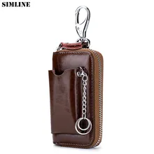 SIMLINE кошелек для ключей из натуральной кожи, мужской Автомобильный держатель для ключей, органайзер для ключей, ключница, держатели для карт, кошельки, чехол, сумка на молнии