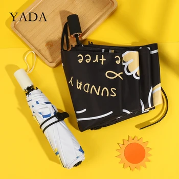 

YADA Ins New Cartoon Hand-Painted Dog 3-Folding Umbrella Women UV Rainproof Umbrella Parasol Rain Sun Light Umbrellas YD200219