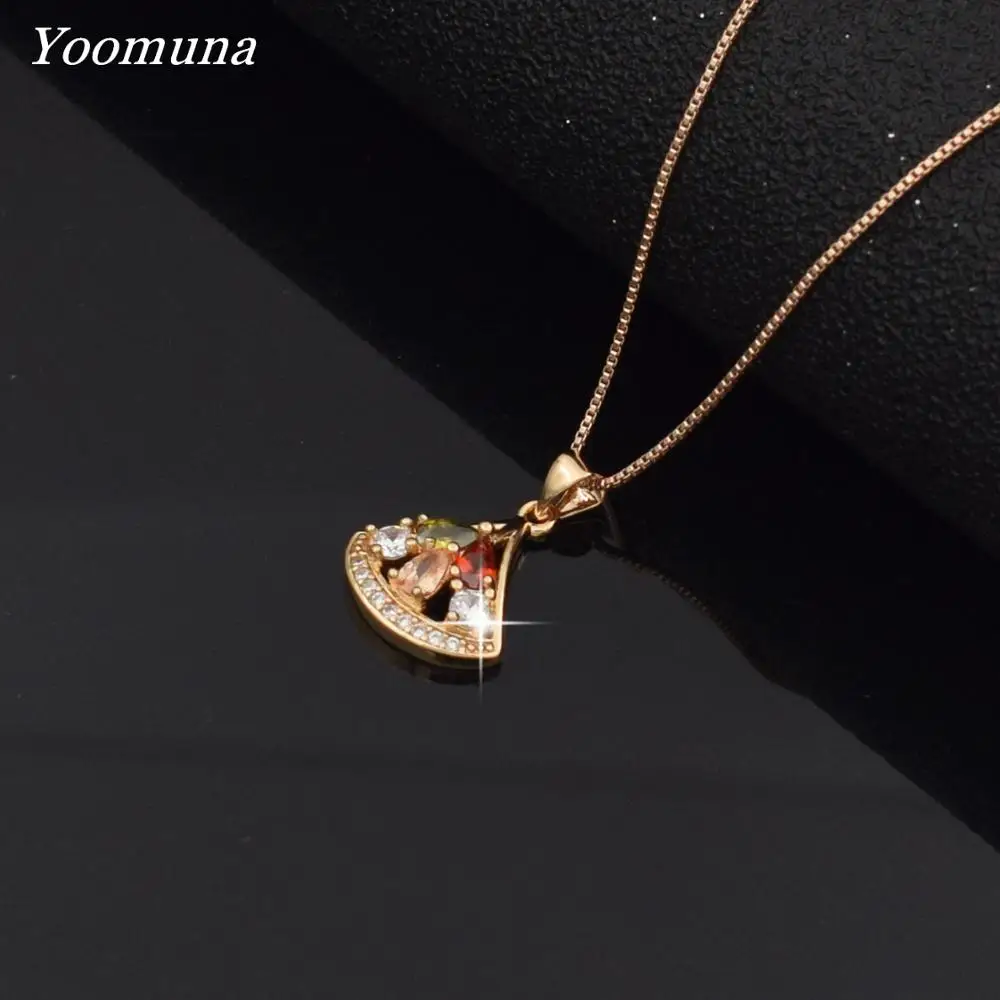 

Trendy sector geometric necklace women Crystal cubic Zirconia stone Pendant Necklace rose gold color choker for women Jewelry