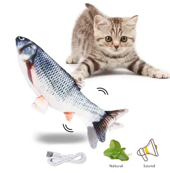 

30cm Electronic Pet Cat Toy Soft Plush 3D USB Charging Simulation Fish Shape Toy for Dog Cat Chewing Playing Biting Pet Supplies