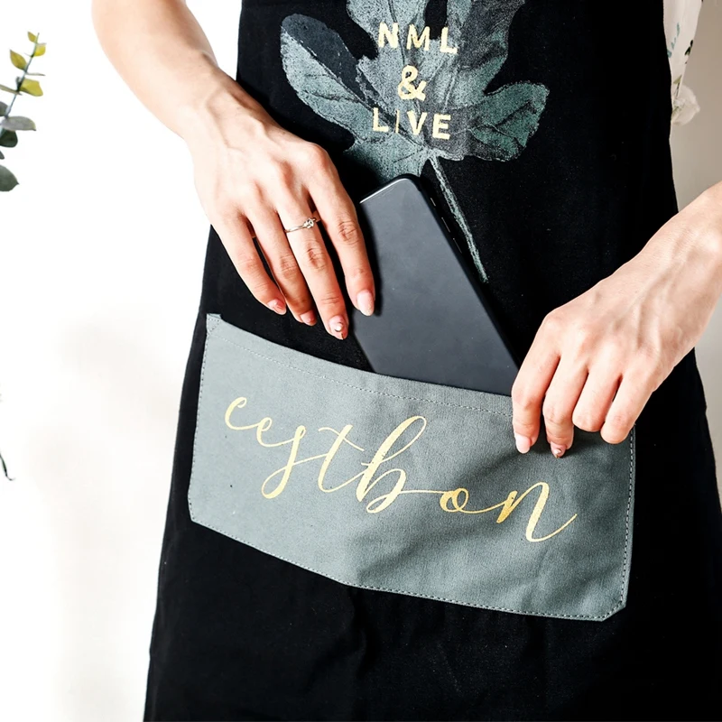 Nordic Wind Cotton Apron Coffee Shops and Restaurant Work Apron Kitchen Cooking Baking Aprons for Woman Man Bib