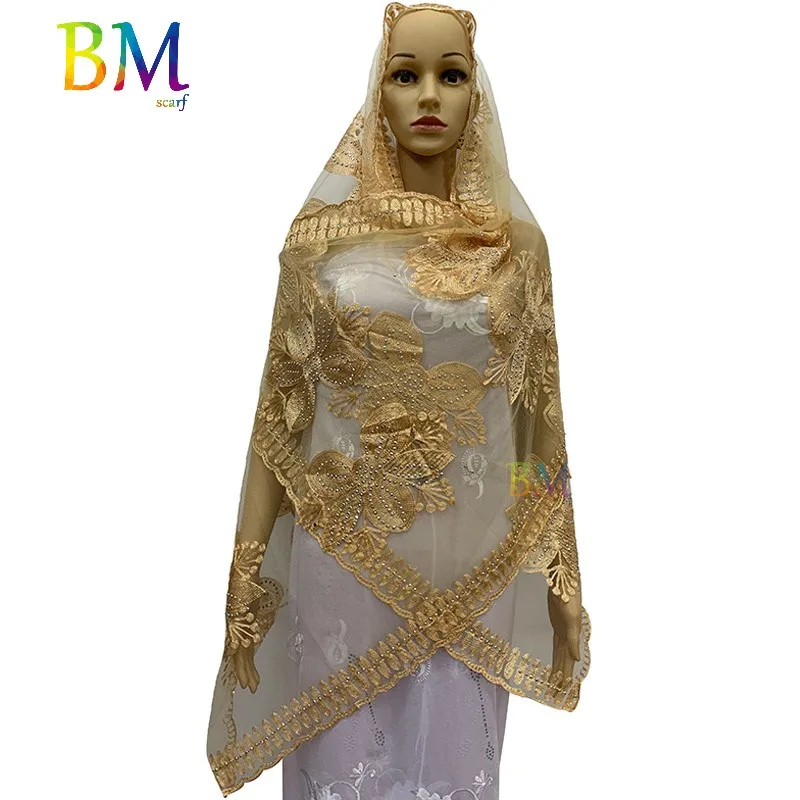 Новая африканская Женская шаль мусульманский женский шарф 200*50 см маленький шарф из тюли для шали BX09