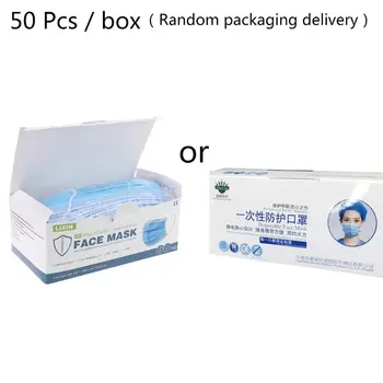 

50Pcs 3 Layers Disposable Mouth Mask Melt-Blown Non-Woven Earloop Mouth-Muffle Anti-Fog PM2.5 Protective Respirator