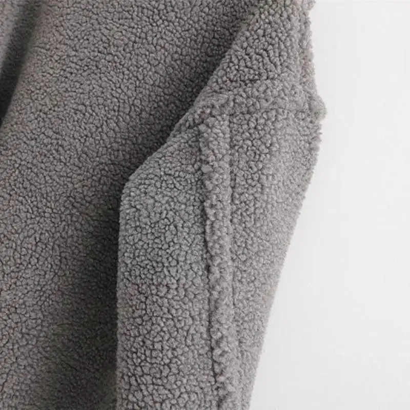 Длинное пальто серого цвета с искусственным мехом плюшевого мишки размера плюс на осень и зиму, женские стильные толстые теплые пальто, кашемировая Женская куртка из искусственного меха