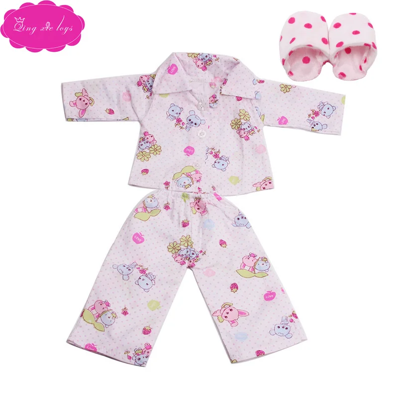 Кукольная пижама для девочек 18 дюймов, комплект пижам, банный халат с обувью, платье для новорожденных в американском стиле, детские игрушки, размер 43 см, детские куклы, c17 - Цвет: White