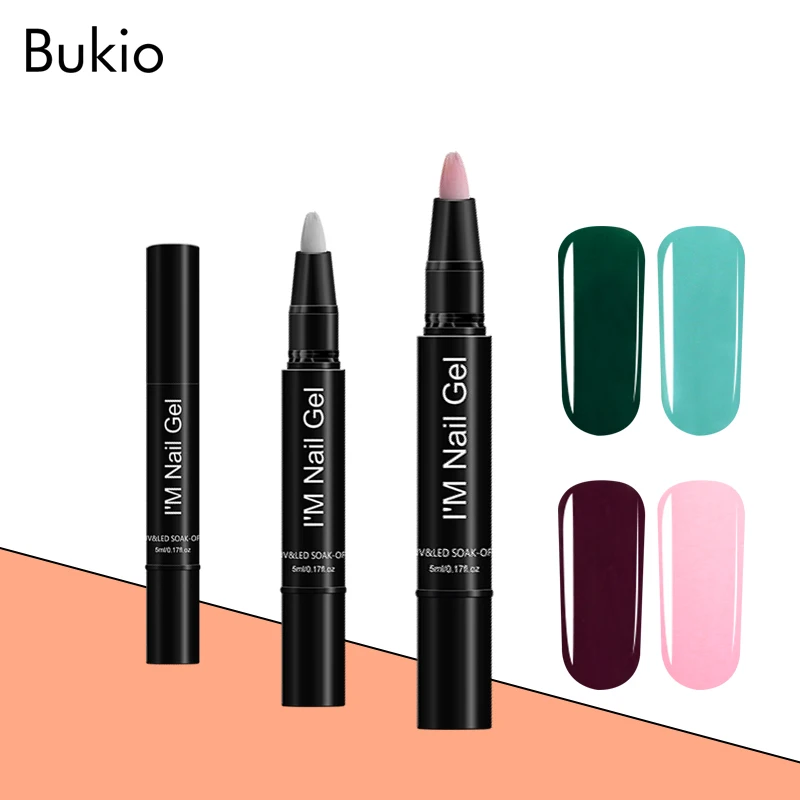 

Bukio 35 Colors Enamel Nail Gel Pen Glitter SemiPermanent Varnish Brush Easy To Use Makeup Gel Polish Pen Hybrid Primer Tool
