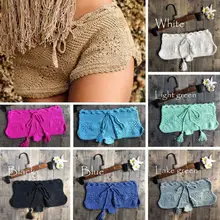 Новинка, женские вязаные шорты Boho, пляжные, сексуальные, цветочные, широкие шорты, женские, летние, праздничные, однотонные, тонкие, мини-шорты