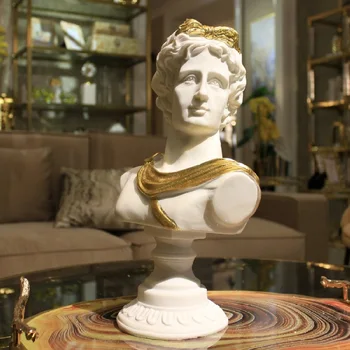 

European Creative Gilding Greece Head Portraits Art Sculpture Apollo Aphrodite Statue Resin Craft Home Decoration R3816