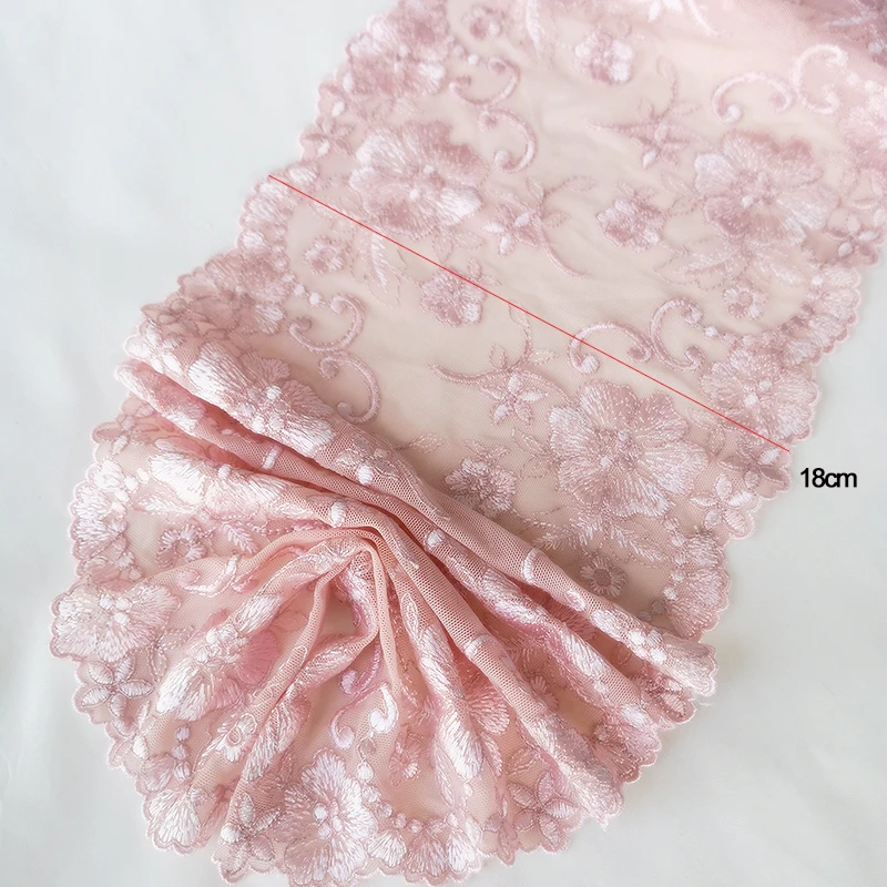 3 метра 15-26 см розовая сетчатая вышитая кружевная ткань ручной работы для рукоделия одежды швейная ткань аксессуары для одежды 725