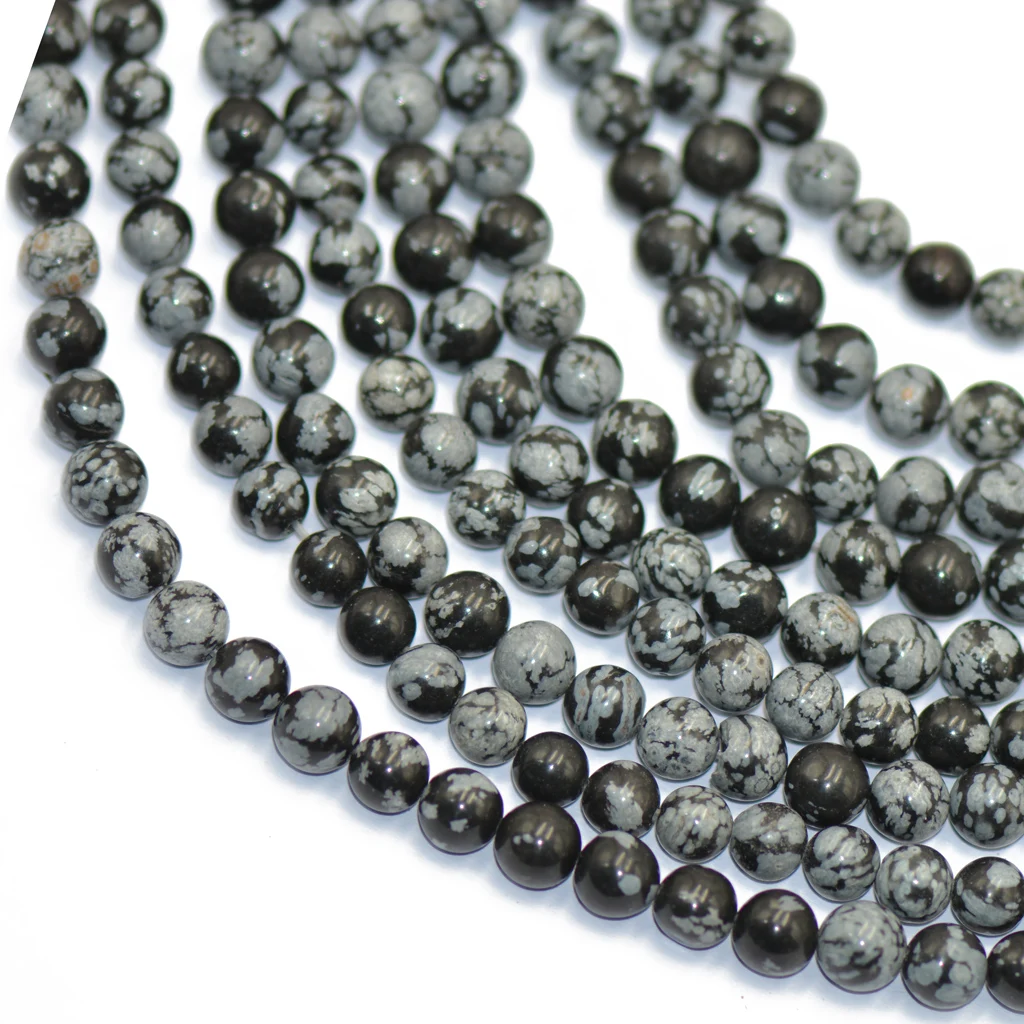Snowflake Obsidian Round Gemstone Loose Beads Strand 6 Mm / 15 Inch