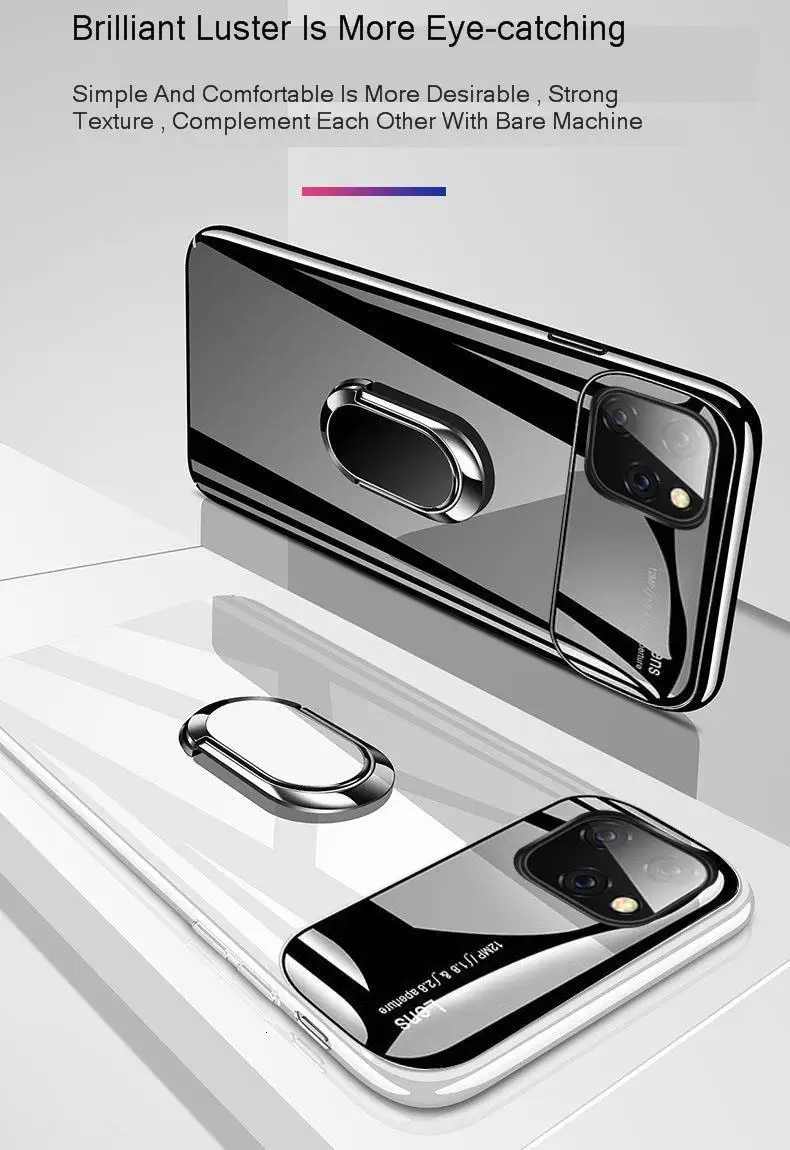 Для IPhone 11 Pro Max чехол 6,5 дюймов Xr Xs Роскошный Полный Корпус Жесткий ПК+ закаленное стекло бампер чехол с магнитом автомобильный держатель кольцо