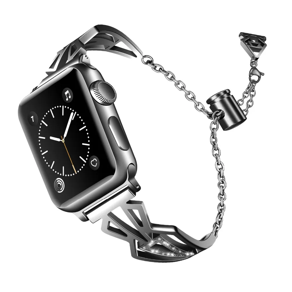 Ремешок для Apple Watch 38 мм 42 мм 40 мм 44 мм женские часы с бриллиантами из нержавеющей стали ремешок для iwatch серии 4 3 2 серии 5 полос