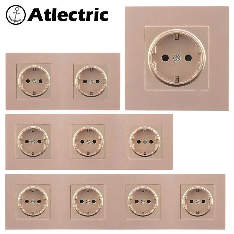 

Atlectric EU/DE/RU Standard Power Plug Socket 16A 110-250V Grounding Socket Crystal Plastic Panel Wall Electrical Outlet