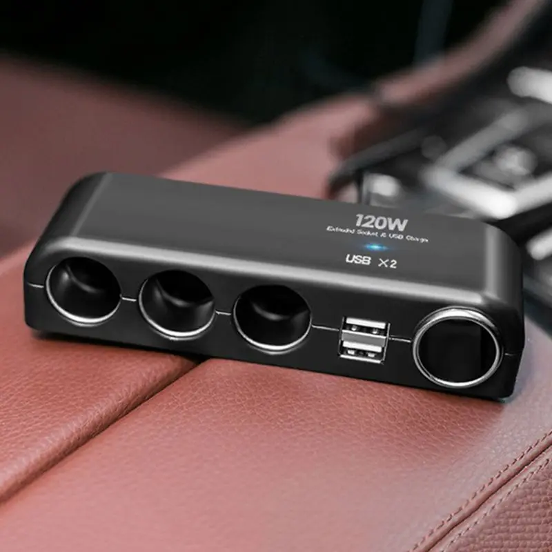 Портативный двойной USB порт автомобильное зарядное устройство 4 Way розетка для автомобильного прикуривателя сплиттер адаптер питания для
