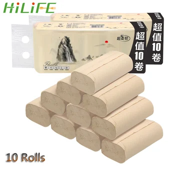 

HILIFE Hand Towels 10 Rolls 4 Layers Skin-friendly Home Bath Tissue Roll Coreless Toilet Paper Bamboo Pulp Toilet Roll Paper