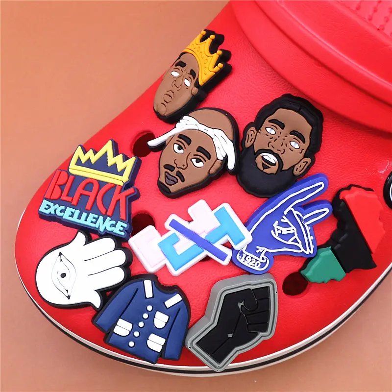 Crock Charms Accessories Custom Cartoon Cute PVC Shoe Croc Buttons Sandals Charms Black Lives Dope Father Portrait Free Shipping