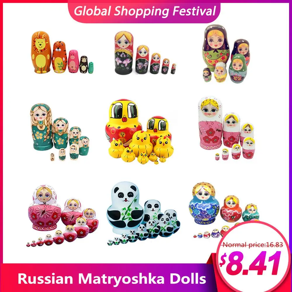 Искусственная деревянная Русская Матрешка куклы 5/7/10 слоев/набор ручная работа