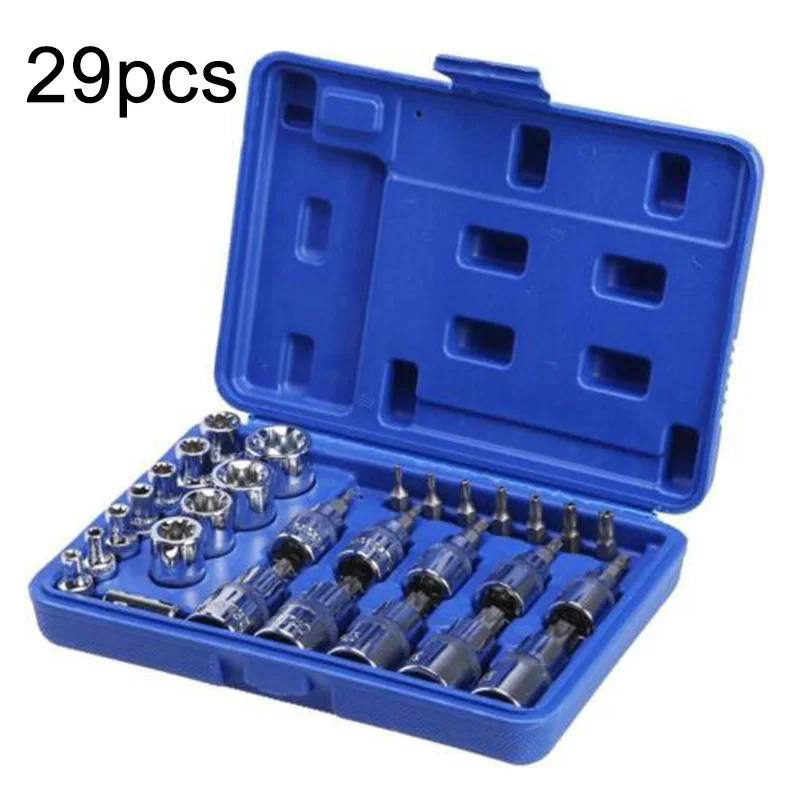 29 шт. Torx звезда Набор торцевых головок мужской женский Torxs Набор бит Кабели Адаптеры Розетки давление партия рукав