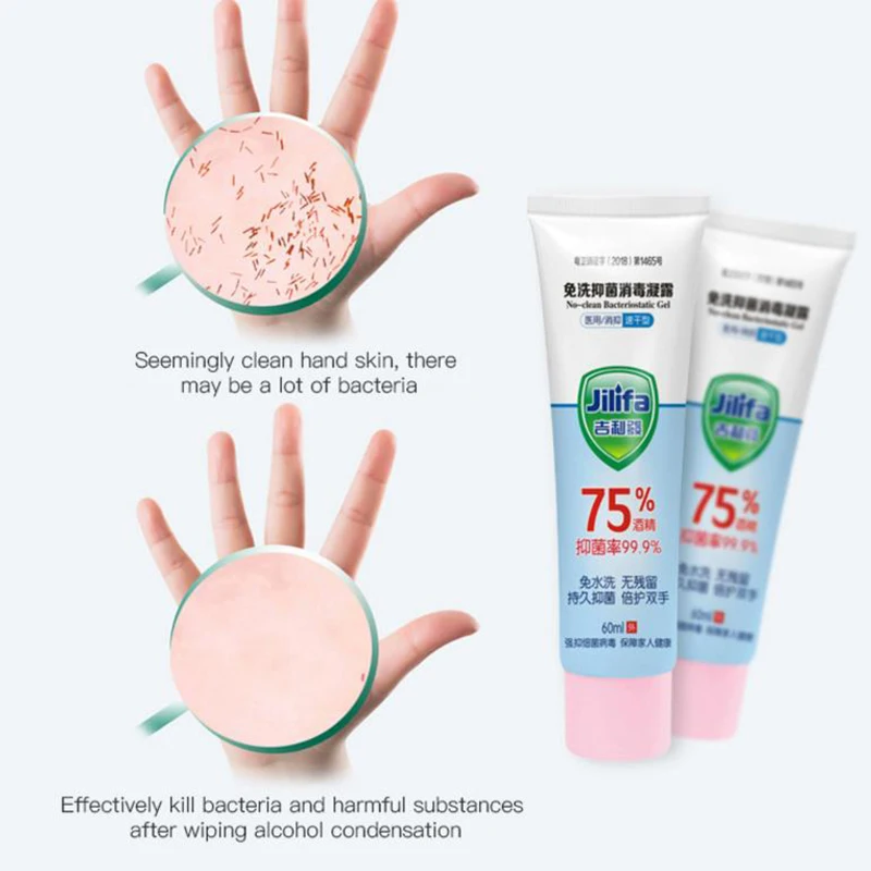 

60ml Hand Sanitizer Gel- Kills Germs Bacteria Quick-drying Antibacterial Gel Disinfectant Hand Washing Free Antibacterial Spray
