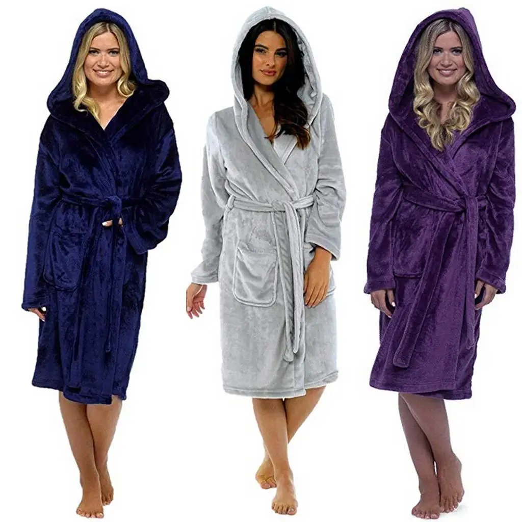 

Women Bathrobes Winter &Summer Long/Short Bathrobe Collar for Women Plush/Silk Soft Waist Belt Nightgown Ladies Nightdress 2022