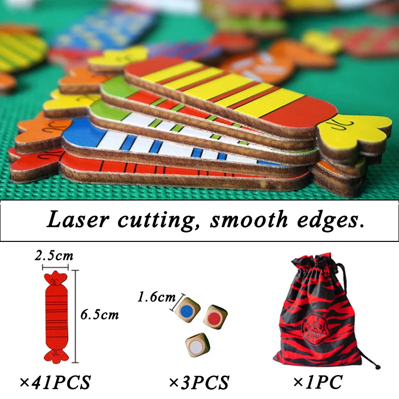 Montessori Sensory Toys Children Board Game Wooden Candy Dice Colors Matching Game Memory Training Educational Toys For Children 6
