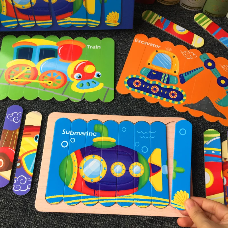 

Children's Creative Bar-Shaped Puzzle 0.57 Stereo Animal Traffic Matching Puzzle Early Education and Wisdom Toy